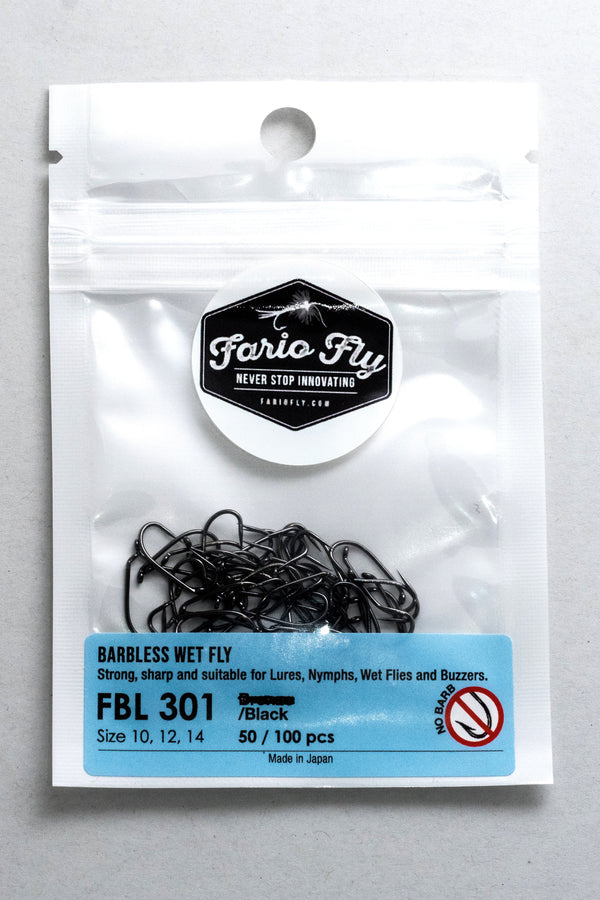 Fario FBL301 Ultimate Wet Fly Barbless Black Nickel Hooks 100pcs – Somers  Fishing Tackle