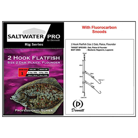 Dennett Pro Series 2 Hook Flatfish Rig Size 2